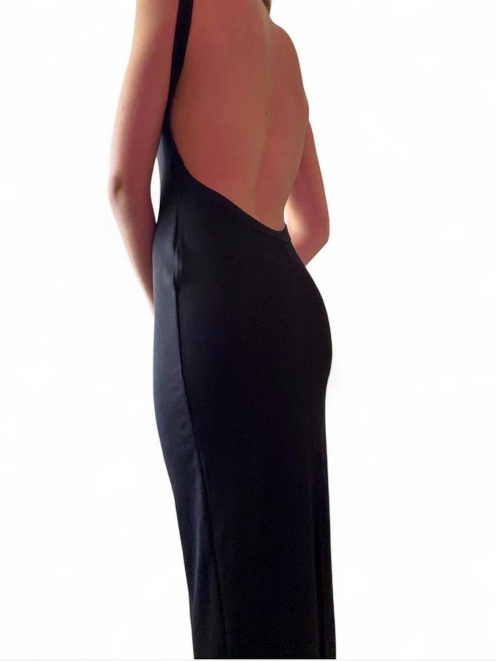 Etiquette Clothiers Black Backless Maxi Dress